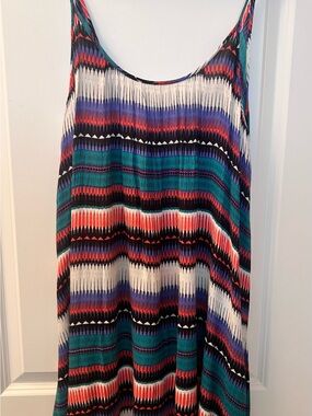 Roxy Multi-Color Striped Mini Dress - Teal, Blue, Red, Black, White